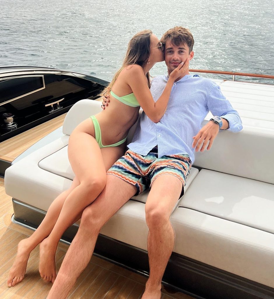 Charlotte Sine and Charles Leclerc kissing
