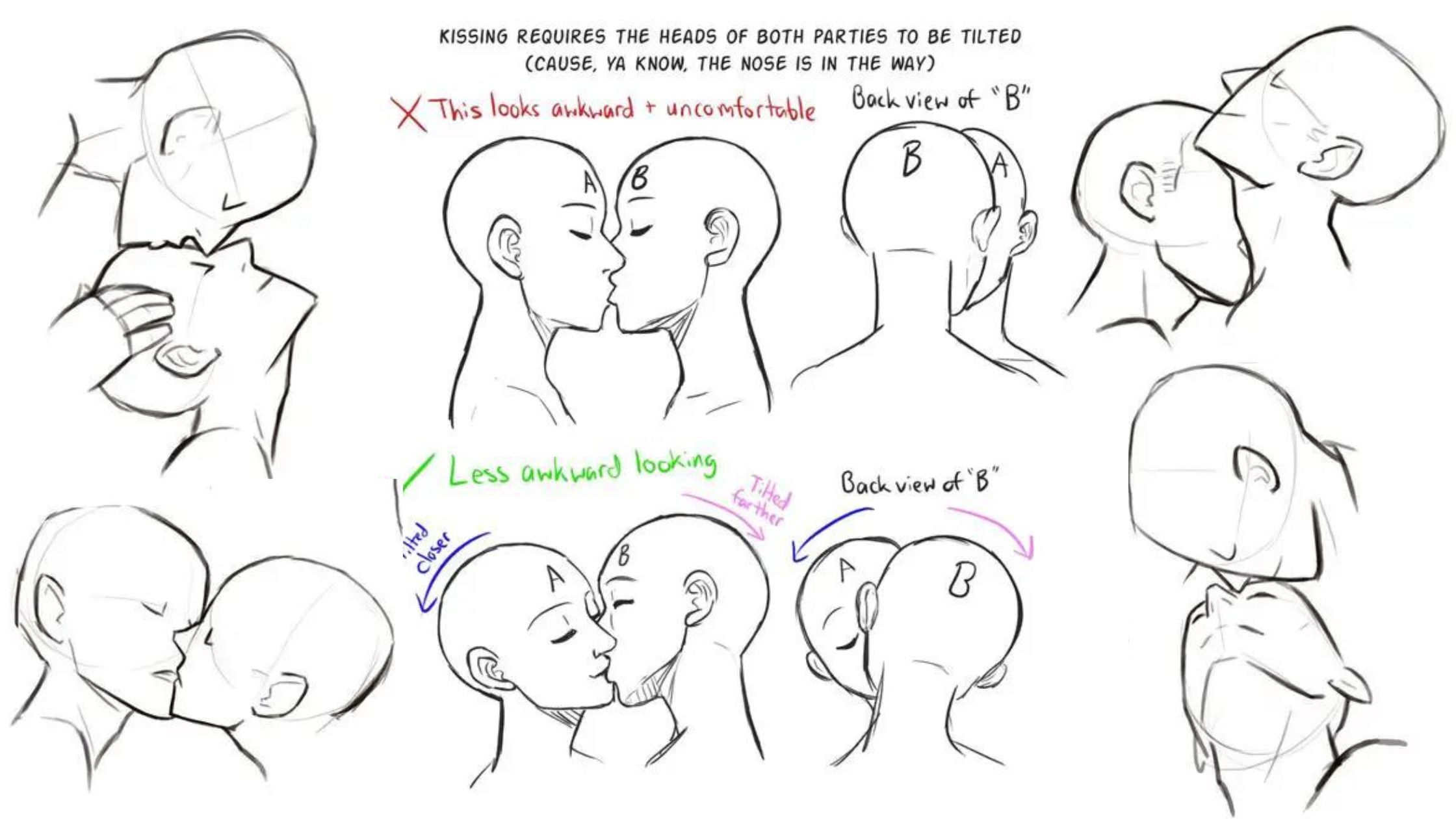 kissing drawing reference